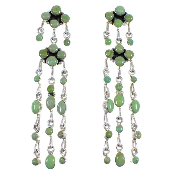 Turquoise Southwest Sterling Silver Post Dangle Earrings RX56498